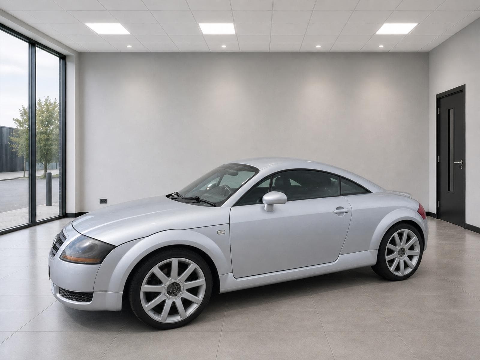 Indoor showroom reframed vehicle photo